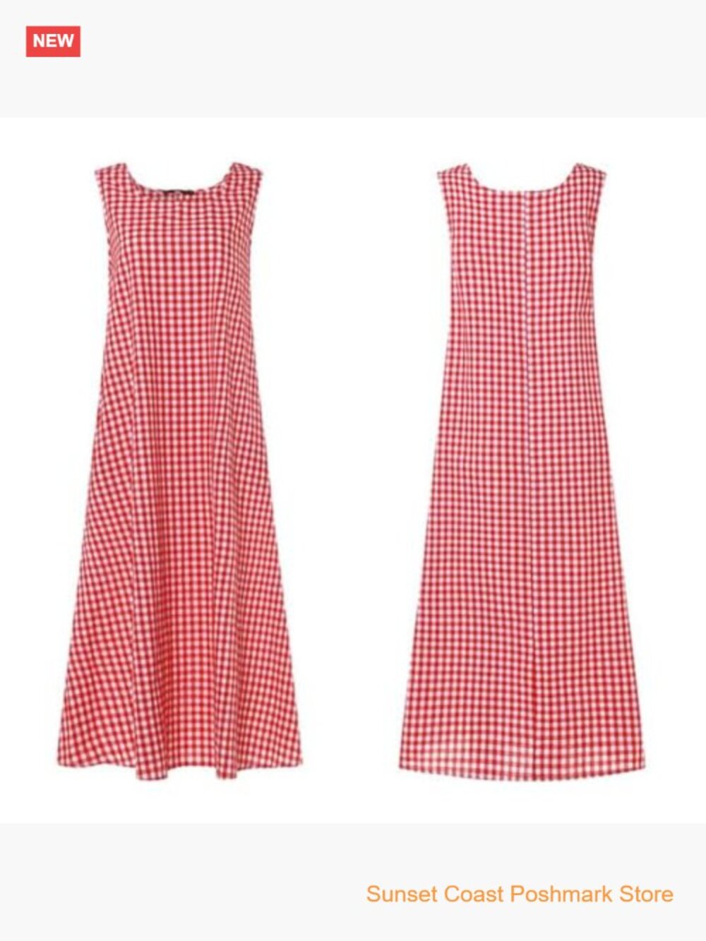 Women's Casual Loose-Fit Cotton Plaid Tank Maxi Dress with Pockets Boho Beach - Picture 6 of 8
